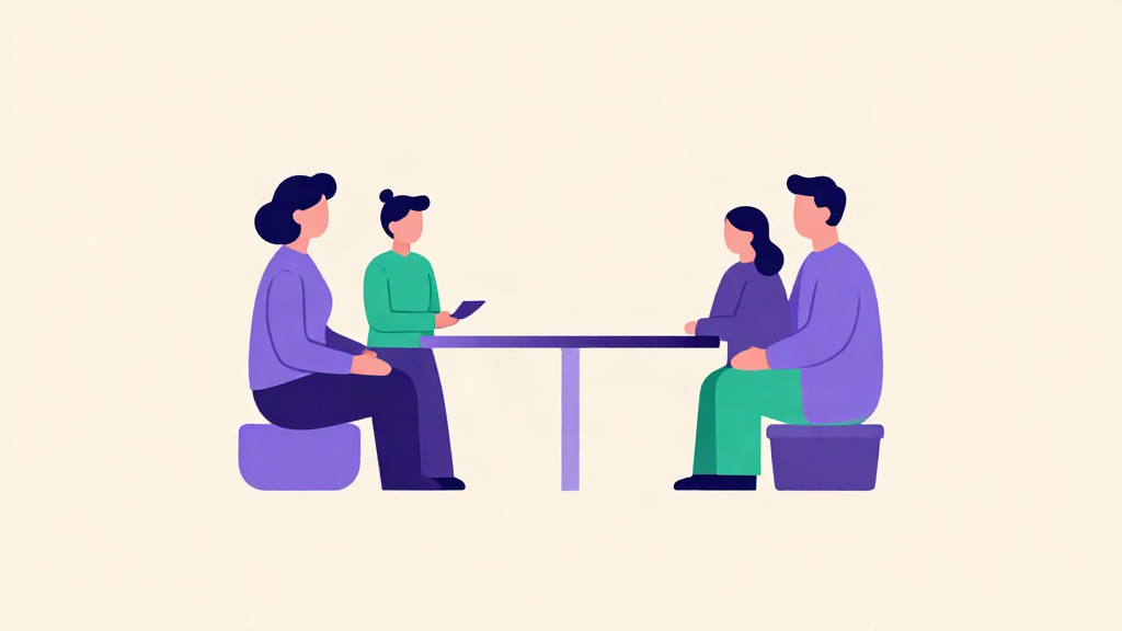 Married couple reviewing combined finances illustration